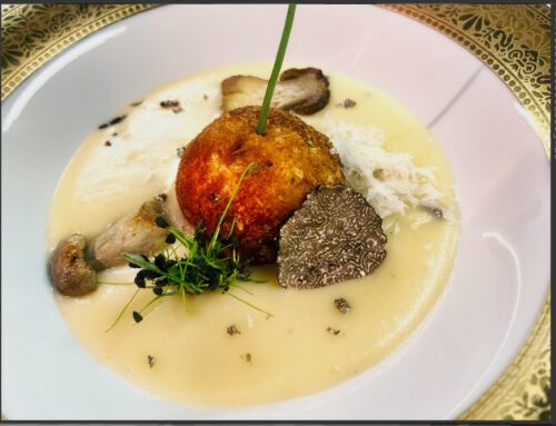 Kartoffel-Parmesan-Suppemit Steinpilzen und Trüffeln